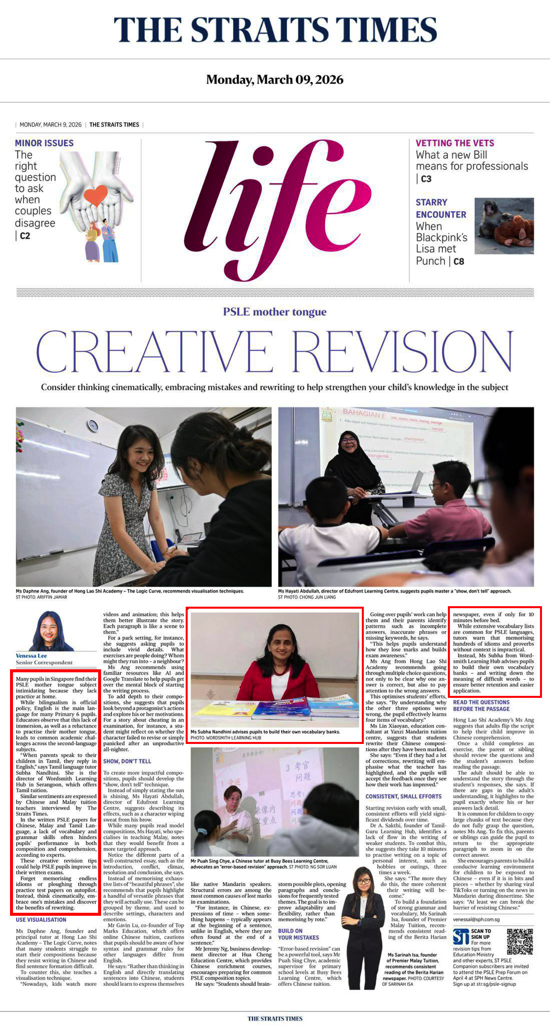 Wordsmith Learning Hub in The Straits Times 2026